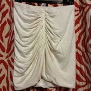 White Pleated Tube top, fitted, lined, by SHEIN, Rayon, Spandex, XSmall